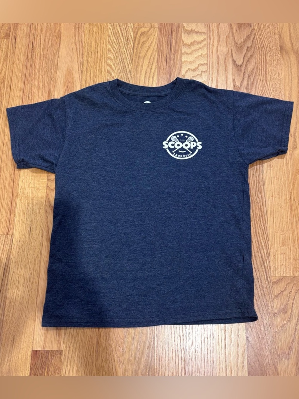 Boys “Scoop There It Is” Lacrosse T Shirt - Youth S - Navy Graphic Tee
